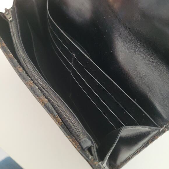 Celine Vintage Envelope Leather Large Wallet Macadam Black Brown Long - Picture 4 of 15